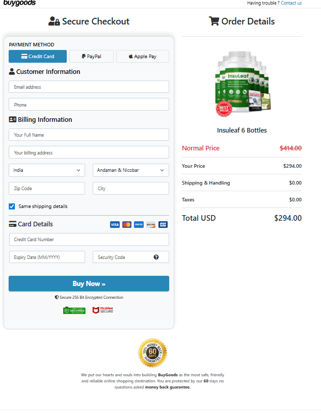 InsuLeaf-Secure-CheckoutPage